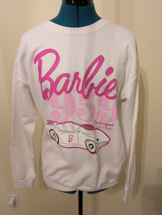 Point Zero Sweaters - Point Zero White Sweatshirt with Pink Barbie Graphic